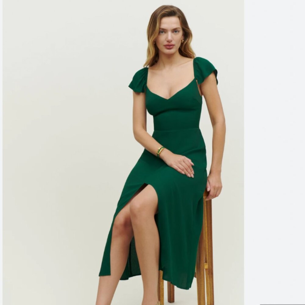 Reformation Baxley Dress Green Size 0 *Like New*